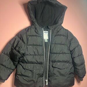 Old Navy Black Quilted Puffer Jacket with Hood
